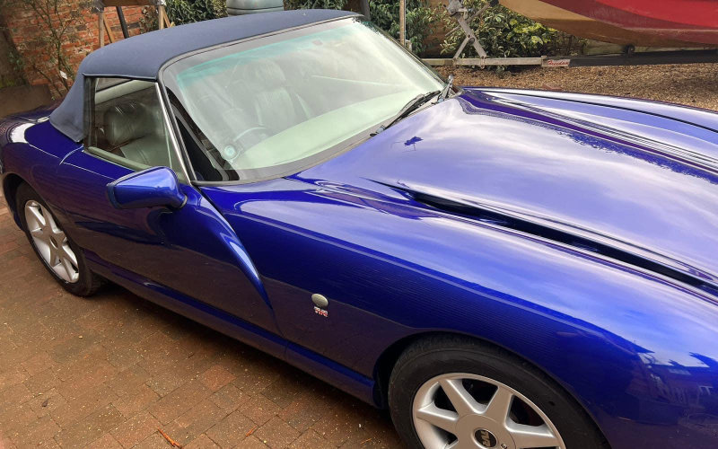 Blue TVR drop-top roof cleaned and protected by AutoKorrect photo